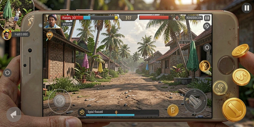 Screenshot menunjukkan momen seru saat pemain berinteraksi dengan lingkungan.
